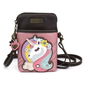 Chala Crossbody Cell Phone Purse - Women PU Leather Multicolor Handbag with Adjustable Strap - Unicorn Glitter Pink