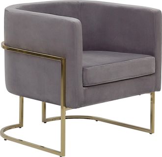 Beliani Beliani - Sill&oacute;n De Terciopelo Gris Pardo Dorado Metal Respaldo Glamour Sala De Estar Dormitorio Sirkka