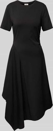 s.Oliver Red Label Tailliertes Midikleid mit Raffungen und asymmetrischem Rock in BLACK, Größe 40