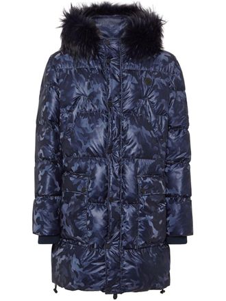 Philipp Plein Parka con stampa camouflage - Blu