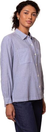 Celtic & Co. Side Split Striped Shirt in Blue Stripe at Nordstrom, Size 12