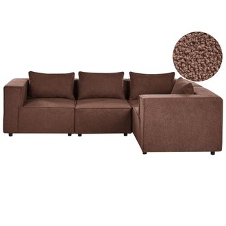 Beliani Sof&aacute; Esquinero Izquierdo Moderno 4 Plazas Modular Tapizado De Boucl&eacute; Marr&oacute;n Axebo