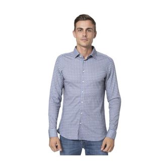 DeSoto Blauw Gestreept Katoenen Overhemd - Heren - Casual Overhemden - Blauw - L - Katoen - Overhemden