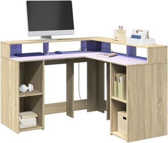 vidaXL Vidaxl - Escritorio Con Led Madera Ingenier&iacute;a Roble Sonoma 130x130x91 Cm
