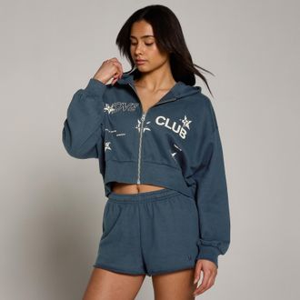 MyProtein Sudadera con capucha y cremallera Move Club Graphic ligera de felpa francesa para mujer de MP - Azul deslavado - XL