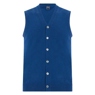 Fedeli Truien & Vesten, Heren, Blauw, S, Kasjmier, Mouweloze Vest