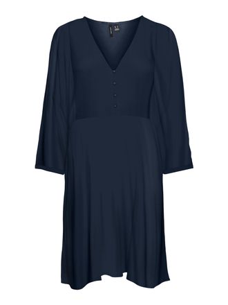 Vero Moda Minikleid VERO MODA VMMENNY 3/4 SLEEVE SHORT DRESS WWN GA, Damen, Gr. XS, N-Gr, blau (navy blazer), Web, Obermaterial: 100% Viskose, unifarben, regula