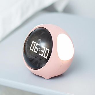 OEM Reloj Despertador Led Pixelado Infantil Con Expresiones, Luz Nocturna Inteligente, Reloj Despertador Digital De Mesilla Para Escolares, Rosa