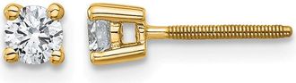 Diamond2Deal 14k Gold 1/3 ct Round Lab Grown Diamond Stud Earrings Screw Back VS Clarity, D-E Color