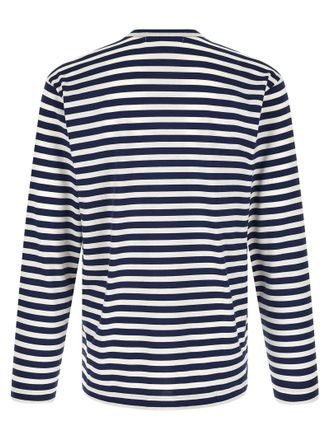 Comme Des Gar&ccedil;ons Striped Heart-Embroidered T-shirt - Navy