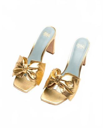Frances Valentine Womens Hilary Heel In Metallic Gold Leather
