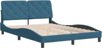 vidaXL Estructura De Cama Con Cabecero Terciopelo Azul 140x190 Cm Vidaxl