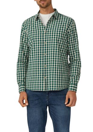 s.Oliver Langarmhemd S.OLIVER, Herren, Gr. XXL, N-Gr, gr&uuml;n (gr&uuml;n check), Web, Obermaterial: 100% Baumwolle, kariert, regular fit taillenbedeckt, Manschette, He