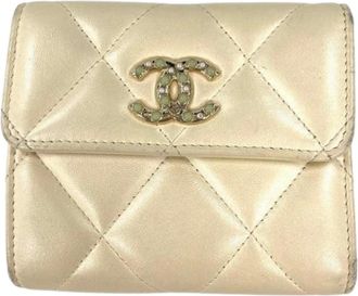 Chanel Pre-owned Portemonnee (drievoudig) - Dames - Vintage Accessoires - Beige - ONE Size - Leer - Vintage