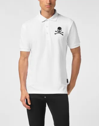 Philipp Plein Pique Polo Shirt Ss Skull&Amp;Bones Men in White at Nordstrom, Size Xxx-Large