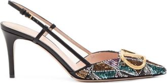 Valentino Garavani Black Logo Slingback Pumps