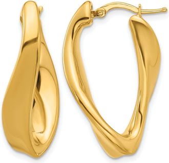 Diamond2Deal 14K Yellow Gold Oval Shape Hoop Earrings