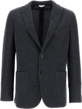 Boglioli Gray Wool-Blend Single-Breasted Blazer