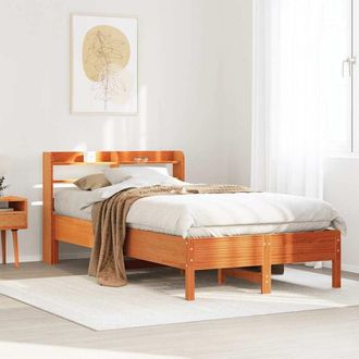 vidaXL Vidaxl - Cama Sin Colch&oacute;n Madera Maciza De Pino Marr&oacute;n Cera 100x200 Cm