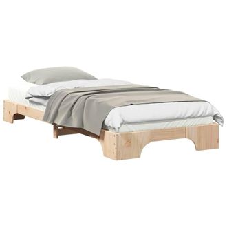 Berkfield Home Stylish Floor Bed Frame with Storage Brown 100 x 210 cm Wood in Natural