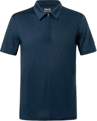 super.natural Zip Polo Merinoshirt f&uuml;r Herren | blau