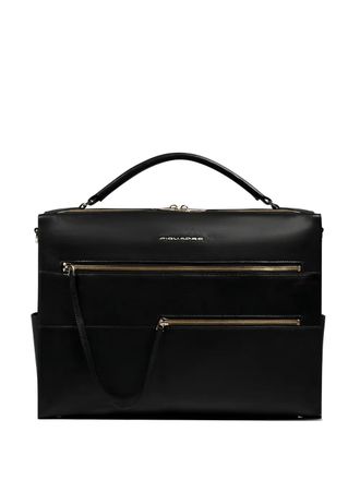 Piquadro zip handle laptop bag - women - Polyester/Leather - OS - Black