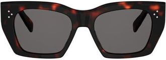 Celine 53mm Square Sunglasses in Dark Havana /Smoke at Nordstrom