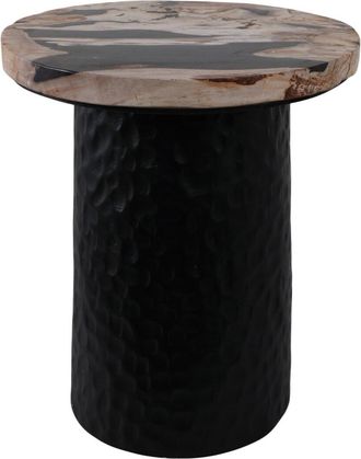 Sagebrook Home 18In Petrified Wood Top Accent Table With Dimple Base