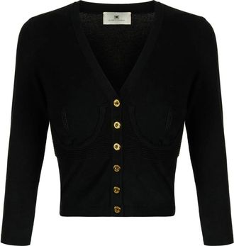 Elisabetta Franchi Gebreid vest in bustierstijl - Dames - Truien - Zwart - Maat: S Zijde