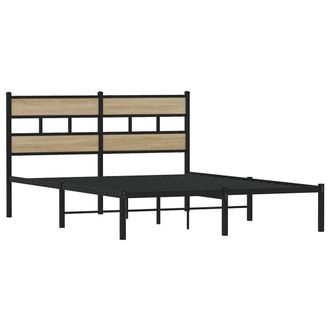 Berkfield Home Metal Bed Frame without Mattress Sonoma Oak 140x190 cm in Brown