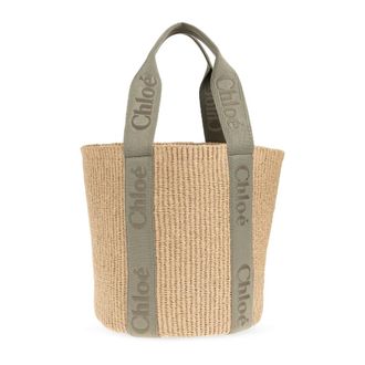 Chlo&eacute; Tote Bags, female, Beige, Size: ONE SIZE Woody Large Shopper Bag