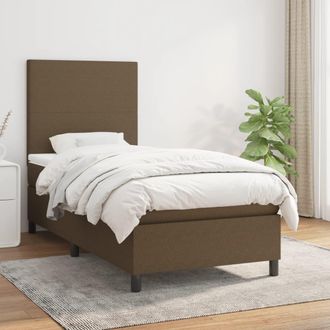 vidaXL Vidaxl - Cama Box Spring Con Colch&oacute;n Tela Marr&oacute;n Oscuro 90x190 Cm