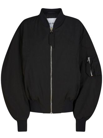 The Attico Black Bomber Cropped Balloon-Sleeve Jacket