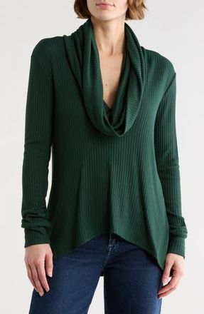 Go Couture Off the Shoulder Asymmetric Sweater in Aventurine at Nordstrom Rack, Size X-Large