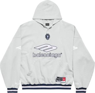Balenciaga 3B Football Polo Hoodie Grey White 827939TTVQ81461