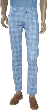 Sartoria Tramarossa Sky Blue Checked Cotton Pants