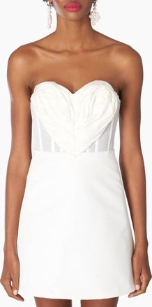 Carolina Herrera Strapless Sweetheart Neck Mini Dress In Off White