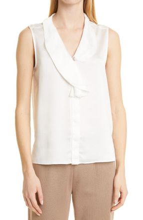 Misook Cascading Lapel Sleeveless Top in White at Nordstrom, Size X-Large