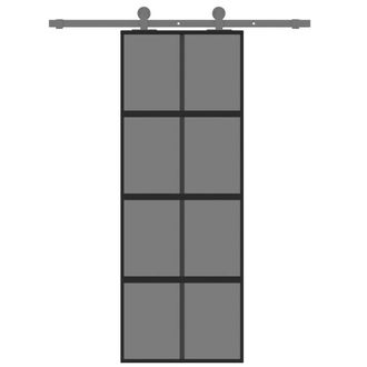 Berkfield Home Sliding Door Black 76x205 cm Tempered Glass & Aluminium