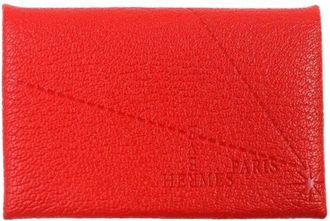 Herm&egrave;s Pre-owned Wallets, female, Red, Size: ONE SIZE Pre-owned Calvi Business Card Case Limited