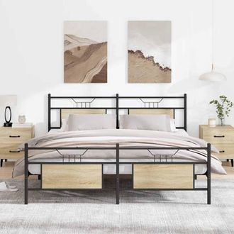 Berkfield Home Metal Bed Frame without Mattress Sonoma Oak 160x200 cm in Brown