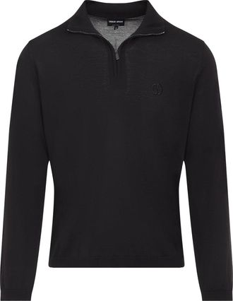 Giorgio Armani Mahogany Brown Virgin Wool Sweater-Uomo