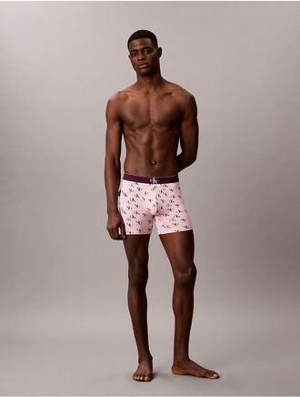Calvin Klein Mens Graphic Monogram Microfiber Stretch Boxer Brief - Pink - XL