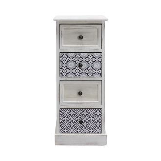 Mobili Rebecca Mobili Rebecca - Rebecca Mobili Cajonera De Madera Blanca Gris Con 4 Cajones Para Ba&ntilde;o Shabby Chic 76x30x25 Cm