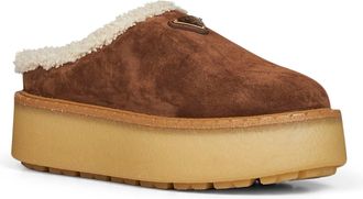 Prada Womens Slippers Suede Cocoa Brown Calf Leather Mules Sandal