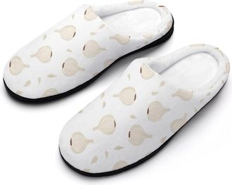 Generic Garlic Pattern Cotton Slipper for Women Indoor Outdoor House Shoes Anti-Skid Slippers with Rubber Sole