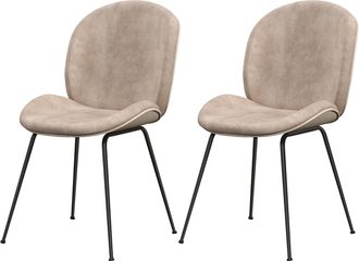 Costway Costway - Juego De 2 Sillas De Comedor, Sillas De Cocina De Terciopelo Con Base De Metal, Silla De Ocio Tapizada De Estilo Moderno Con Respaldo, Silla