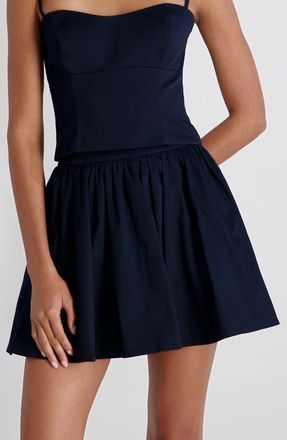 French Connection Stretch Cotton Sateen Miniskirt in Marine at Nordstrom, Size 10