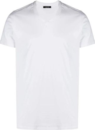 Tom Ford T-shirt met V-hals en korte mouwen - Heren - T-shirts - Wit - M - Katoen - Tops