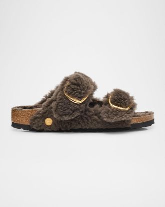 Birkenstock Arizona Teddy Shearling Dual Buckle Sandals